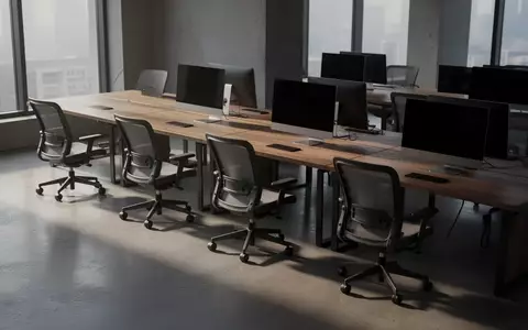 Ein leerer, modern eingerichteter Büroraum mit dunklen, ausgeschalteten Monitoren und ergonomischen Stühlen. - Foto: über boerse-global.de