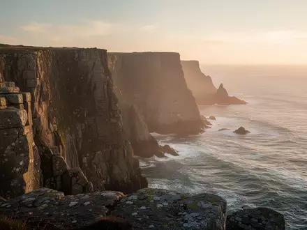 Eine felsige Küstenlandschaft im goldenen Licht, die die Stimmung für professionelle Fotografie und Videografie einfängt. - Foto: über boerse-global.de