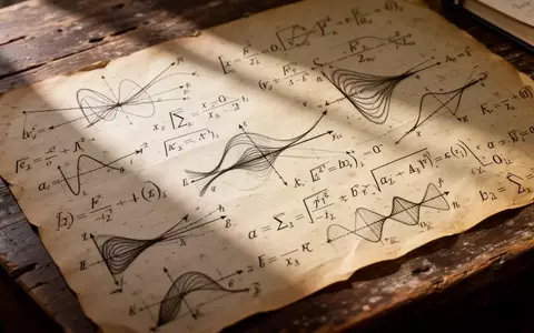 Ein hölzerner Schreibtisch mit handgeschriebenen komplexen mathematischen Formeln und Gleichungen auf altem Papier. - Foto: über boerse-global.de