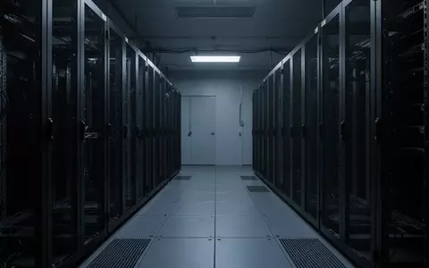 Ein dunkler, leerer Serverraum mit metallischen Racks in einer kühlen, industriellen Umgebung. - Foto: über boerse-global.de