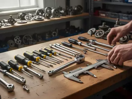 Ein aufgeräumter Werkstatt-Arbeitsplatz mit hochwertigem Metallwerkzeug und Ersatzteilen für Reparaturarbeiten. - Foto: über boerse-global.de