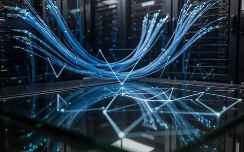 Abstrakte Lichtreflexionen von Glasfaserkabeln in einem Rechenzentrum als Symbol für digitale Sicherheit. - Foto: über boerse-global.de