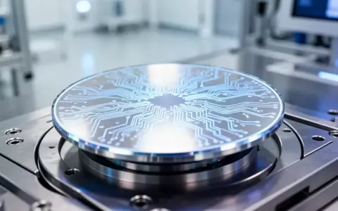 Ein hochdetaillierter Silizium-Wafer mit mikroskopischen Schaltkreisstrukturen in einer sterilen Laborumgebung. - Foto: über boerse-global.de
