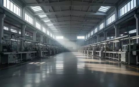 Eine weitläufige, menschenleere Industriehalle mit inaktiven Produktionsanlagen und einfallendem Tageslicht. - Foto: über boerse-global.de