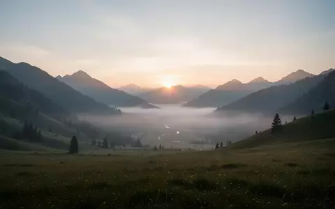 Eine weite, friedliche Berglandschaft im sanften Licht der Morgendämmerung, die Hoffnung und einen Neuanfang symbolisiert. - Foto: über boerse-global.de