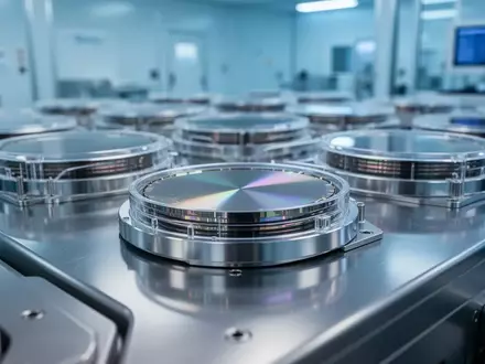 Ein steriler Reinraum in einer Halbleiterfertigung mit polierten Transportbehältern für Silizium-Wafer. - Foto: über boerse-global.de