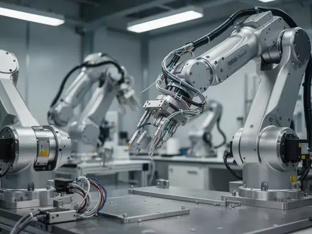 Moderne industrielle Roboterkomponenten in einer sauberen Laborumgebung. - Foto: über boerse-global.de