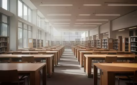 Ein ruhiger, moderner Lesesaal in einer Universitätsbibliothek mit leeren Holztischen und einfallendem Tageslicht. - Foto: über boerse-global.de