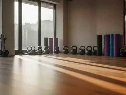 Ein heller, minimalistischer Trainingsraum mit Sportgeräten in einer modernen Umgebung bei natürlichem Lichteinfall. - Foto: über boerse-global.de