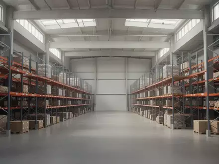 Ein minimalistisches, modernes Logistiklager mit hochdichten Regalsystemen und natürlichem Lichteinfall. - Foto: über boerse-global.de