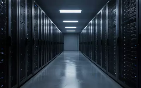 Dunkler, moderner Serverraum mit metallischen Rack-Gehäusen in einer Fluchtperspektive. - Foto: über boerse-global.de