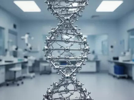 Abstrakte Darstellung einer DNA-Doppelhelix in einer sterilen Laborumgebung zur Veranschaulichung genetischer Forschung. - Foto: über boerse-global.de