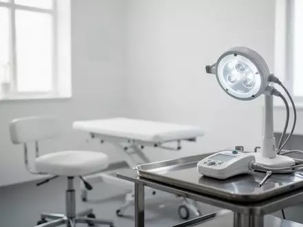 Ein minimalistischer, heller Behandlungsraum mit medizinischen Instrumenten in einer sterilen Umgebung. - Foto: über boerse-global.de