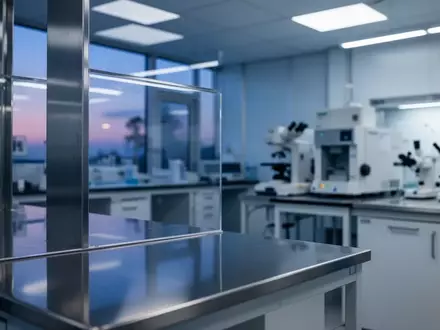 Ein steriler, modern gestalteter medizinischer Laborraum mit kühler Beleuchtung und glatten Oberflächen. - Foto: über boerse-global.de