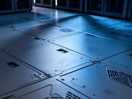 Ein minimalistischer Serverraum mit kühler Beleuchtung und Fokus auf die Textur der Industrieböden. - Foto: über boerse-global.de