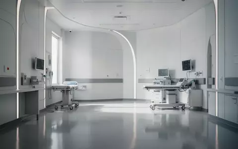 Ein moderner, steriler Untersuchungsraum mit hellen Wänden und reflektierenden Böden in einer Klinik. - Foto: über boerse-global.de