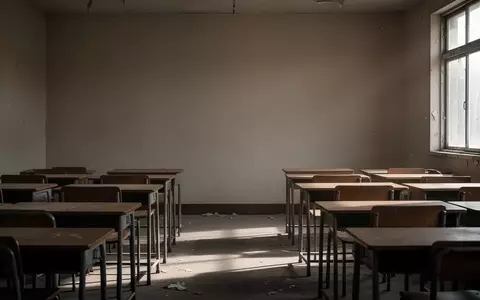 Ein leerer Klassenraum mit leeren Schreibtischen und einfallendem Tageslicht, das eine ruhige und nachdenkliche Atmosphäre schafft. - Foto: über boerse-global.de