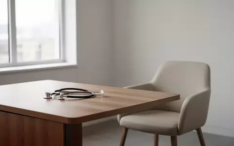 Ein minimalistisch eingerichtetes Arztzimmer mit einem Stethoskop auf einem Schreibtisch bei Tageslicht. - Foto: über boerse-global.de