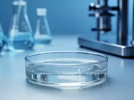 Ein steriles, wissenschaftliches Laborumfeld mit einer Petrischale in einem klinischen, blau beleuchteten Raum. - Foto: über boerse-global.de
