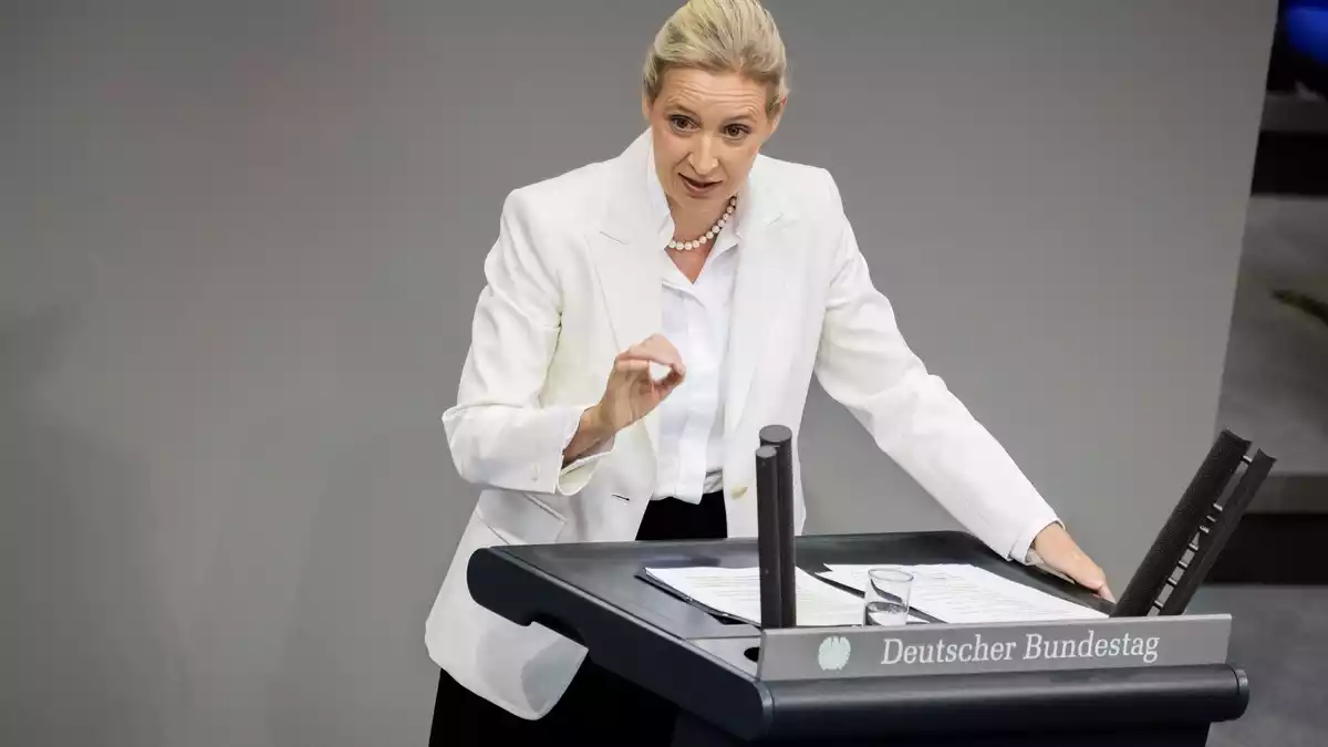 Weidel sieht Schwarz-Rot am Ende. - Bild: Christoph Soeder/dpa