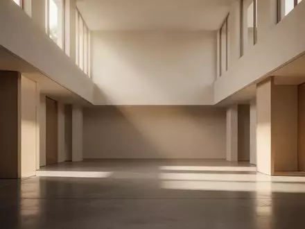 Ein minimalistisches, sonnendurchflutetes Architektur-Atrium mit klaren Linien und weichem Licht als Symbol für Altersvorsorge. - Foto: über boerse-global.de
