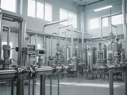 Moderne, sterile industrielle Produktionsanlage mit Edelstahlanlagen und technischer Infrastruktur. - Foto: über boerse-global.de