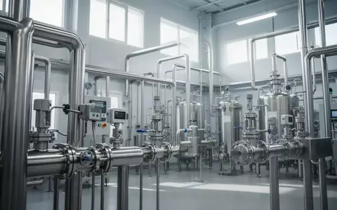 Moderne, sterile industrielle Produktionsanlage mit Edelstahlanlagen und technischer Infrastruktur. - Foto: über boerse-global.de