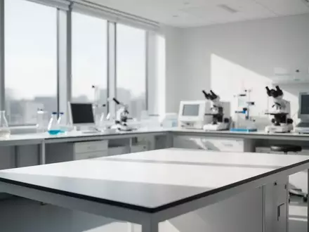 Ein minimalistisch eingerichtetes, helles medizinisches Forschungslabor mit sterilen Oberflächen und professioneller Ausstattung. - Foto: über boerse-global.de