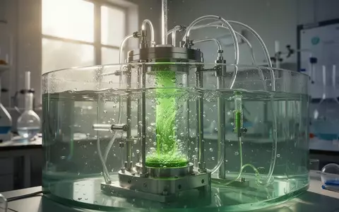 Ein technisches Labor-Experiment zur Wasserstoff-Elektrolyse mit sichtbarer Gasblasenbildung in einem Wassertank. - Foto: über boerse-global.de