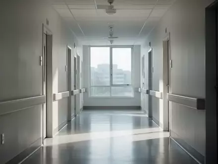Ein leerer, modern gestalteter Krankenhausflur mit hellen Wänden und einfallendem Tageslicht. - Foto: über boerse-global.de