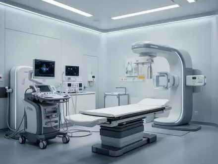 Ein moderner, steriler Behandlungsraum mit medizinischer Diagnostik-Technologie und minimalistischer Ausstattung. - Foto: über boerse-global.de