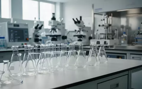 Ein modernes, steriles pharmazeutisches Forschungslabor mit Glasgeräten auf einem Labortisch. - Foto: über boerse-global.de