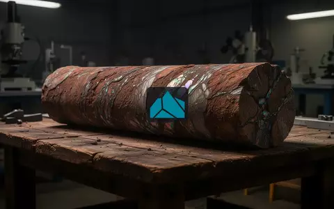 Geologische Gesteinsprobe mit sichtbaren Mineralstrukturen in einem professionellen Laborumfeld. - Foto: über boerse-global.de