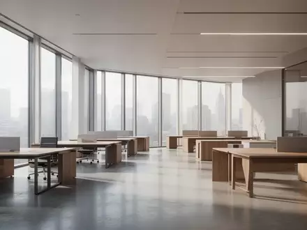 Ein minimalistisches, modernes Büro mit klaren architektonischen Linien und hellem Tageslicht. - Foto: über boerse-global.de