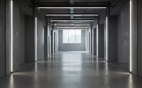 Ein minimalistischer, leerer Industrieflur mit klaren architektonischen Linien und natürlichem Licht. - Foto: über boerse-global.de