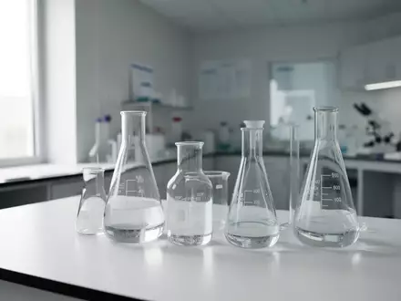 Laborumgebung mit wissenschaftlichen Glasgefäßen auf einer sauberen, weißen Oberfläche in natürlichem Licht. - Foto: über boerse-global.de
