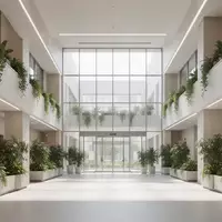 Heller und moderner Krankenhaus-Atrium-Bereich mit großen Glasfenstern und Pflanzen als Symbol für moderne Gesundheitsvorsorge. - Foto: über boerse-global.de