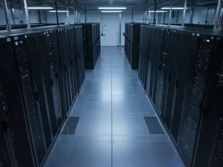 Ein moderner Serverraum mit ordentlich aufgereihten, dunklen Server-Racks in einer ruhigen, professionellen Umgebung. - Foto: über boerse-global.de
