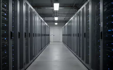 Leere, sterile Serverraum-Gänge in einem öffentlichen Gebäude mit grauen Serverschränken und dezenter Beleuchtung. - Foto: über boerse-global.de