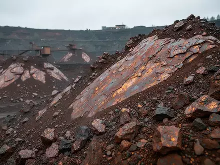 Nahaufnahme von Rohkupfererz in einem Tagebau-Kupferbergwerk bei natürlichem Tageslicht. - Foto: über boerse-global.de