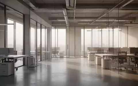 Ein leeres, modernes Büro mit minimalistischer Einrichtung und natürlichem Lichteinfall. - Foto: über boerse-global.de