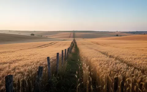 Weites, ruhiges Ackerland bei Sonnenaufgang mit einem hölzernen Zaun in einer ländlichen Landschaft. - Foto: über boerse-global.de