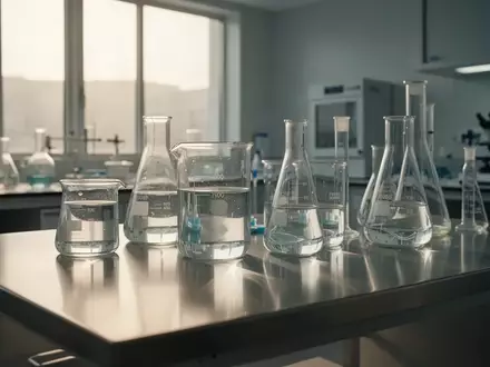 Moderne, sterile Laborumgebung mit wissenschaftlichem Glasgerät auf einer Edelstahloberfläche. - Foto: über boerse-global.de