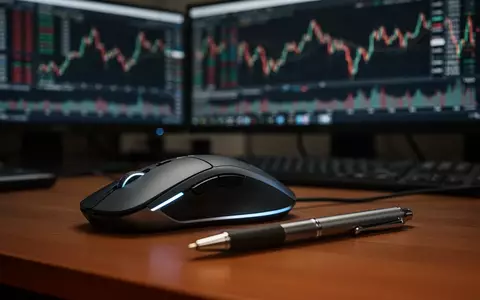 Ein professioneller Schreibtisch mit Börsenmonitoren im Hintergrund, die Aktienkurse und Finanzdiagramme zeigen. - Foto: über boerse-global.de