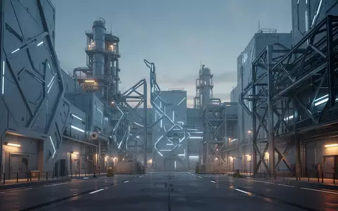 Eine weitläufige, sterile industrielle Forschungseinrichtung mit geometrischer Architektur bei Dämmerung. - Foto: über boerse-global.de