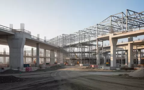Eine weitläufige Baustelle für öffentliche Infrastruktur mit Beton- und Stahlstrukturen unter freiem Himmel. - Foto: über boerse-global.de
