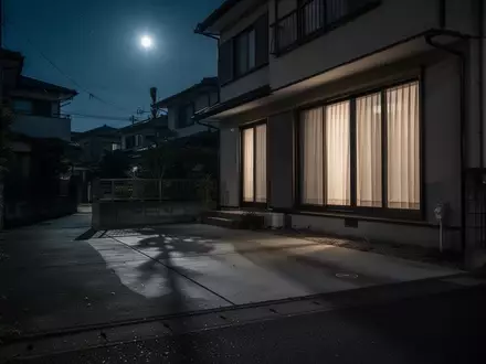 Eine nächtliche, ruhige Wohnstraße mit einer leeren Einfahrt in Japan, beleuchtet durch sanftes Mondlicht. - Foto: über boerse-global.de
