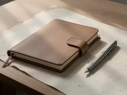 Ein leeres Haushaltsbuch und ein Füllfederhalter auf einem minimalistischen Holztisch bei natürlichem Tageslicht. - Foto: über boerse-global.de