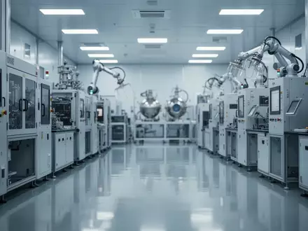 Eine hochmoderne, sterile Reinraumumgebung in einer Halbleiterfertigungsanlage mit industriellen Produktionsmaschinen. - Foto: über boerse-global.de