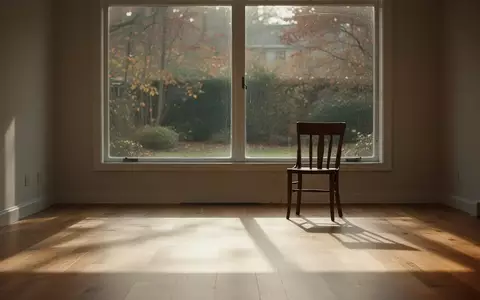 Ein minimalistischer, leerer Raum mit weichem Lichteinfall und einem einzelnen Holzstuhl vor einem Fenster. - Foto: über boerse-global.de